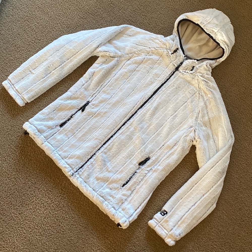 New Balance Faux Fur Hooded Zip Up Jacket